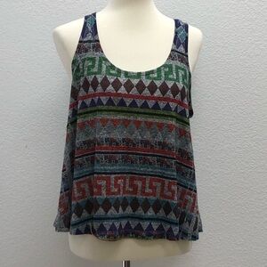 Juniors Papaya Blue geometric cropped tank colorful sporty casual